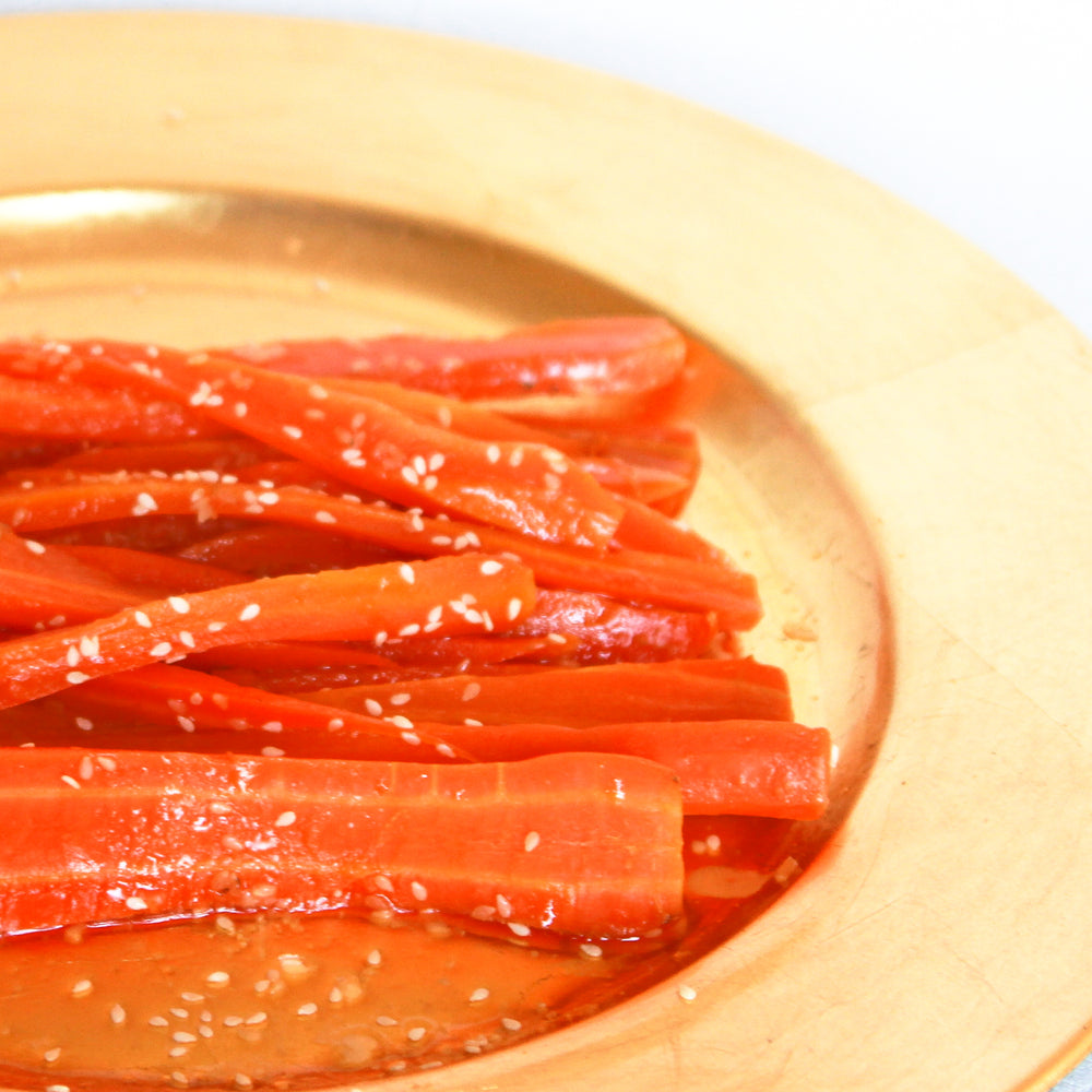 Roasted carrots with comb honey